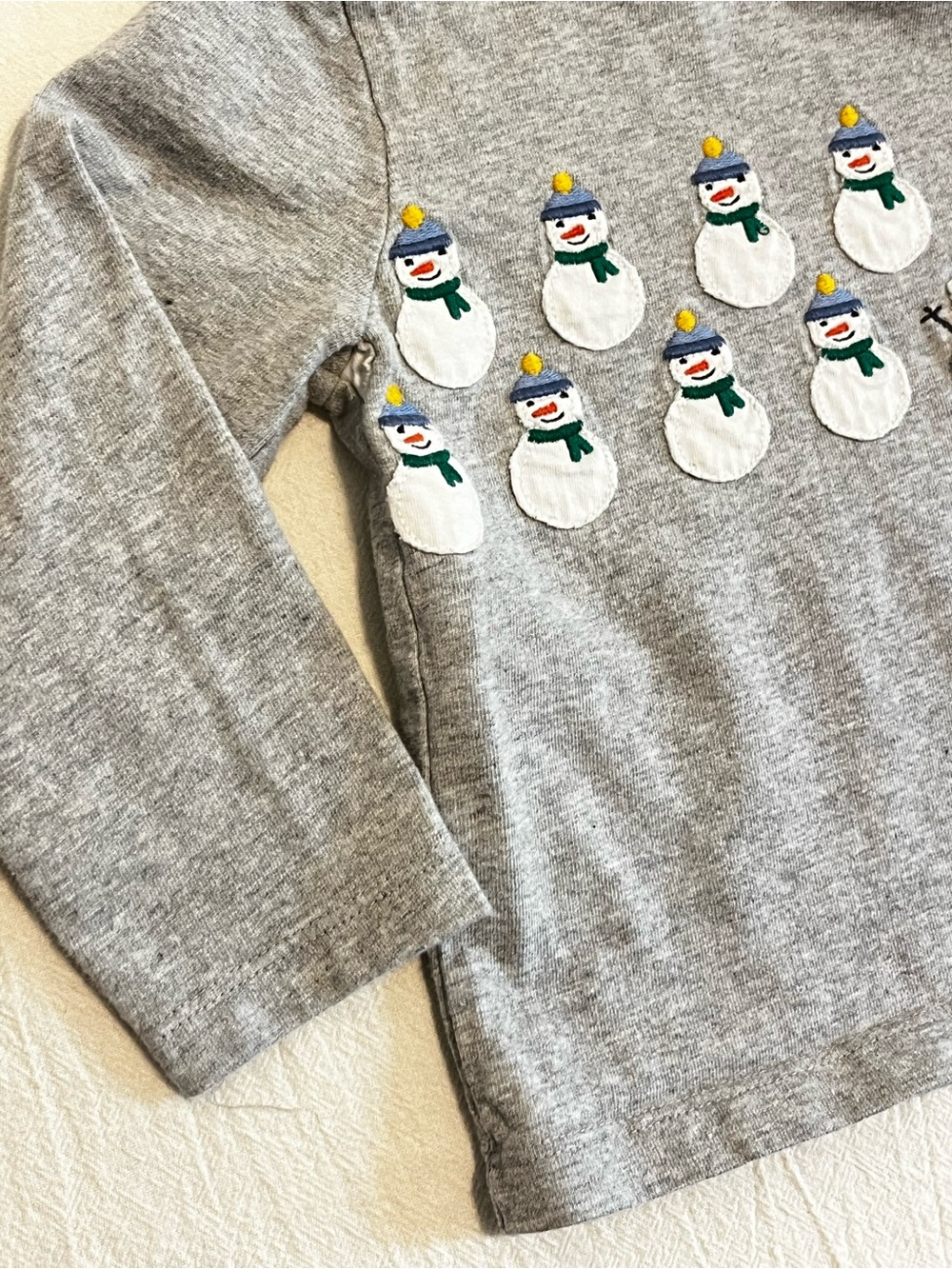 Baby Boden Snowman Appliqué Long Sleeve Shirt Toddler Boys 12-18mo Gray - Picture 4 of 7